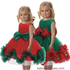 Red and green baby dresses 
