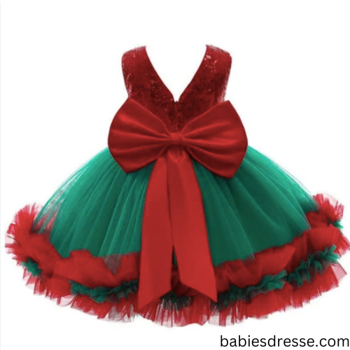 Red and green baby dresses